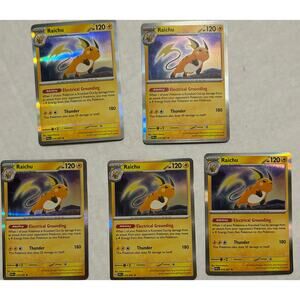 Raichu Paldean Fates Pokemon #019/091 Holo Rare Lot Of 5